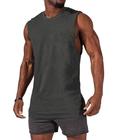 Men's Sleeveless Tank Top - Gym & Sport Undershirt | Fitness Tee - Dark Gray - Buy Online on GoSupps.com