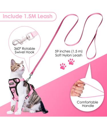 Shop Breakproof Cat Dishes & Adjustable Leash Set - Soft Reflective Kitten Vest for Small Cats (Pink XS) - International Shipping Available - Buy Online on GoSupps.com