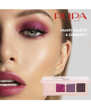 Pupa Milano Vamp! 4 Eyeshadow Palette - Vibrant Plum 004 | Talc-Free Easy Blend Eye Makeup with Matt Satin & Metallic Finishes - International Shipping Available - Buy Online on GoSupps.com
