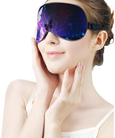 Shining Purple Butterfly Sleep Mask | Soft Light-Blocking Blindfold for Women | Adjustable Eye Cover & Eyeshade - Color-4 - Buy Online on GoSupps.com