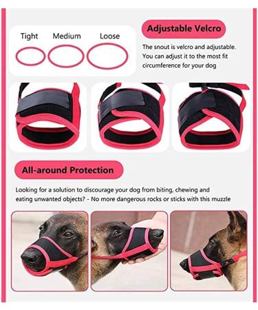 Heele Nylon Dog Muzzle - Adjustable Breathable & Safe for Small to Medium Dogs - Prevents Biting Chewing & Barking (M Red) - Buy Online on GoSupps.com