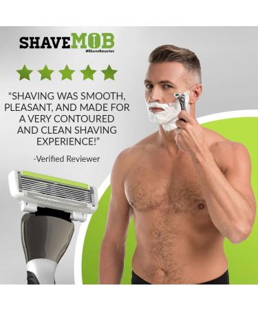 ShaveMOB 6-Blade Men's Razor Kit - Flex Head Handle with Trimmer + 12 Refills | The Caveman Shaving Kit 12 Pack - Buy Online on GoSupps.com