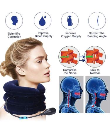 Cervical Neck Traction Device - Neck Support & Pain Relief for Cervical Spine - Adjustable Neck Pull Bandage - Blue - Buy Online on GoSupps.com