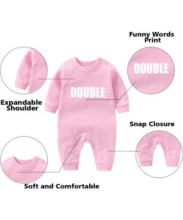 Culbutomind Baby Twins Bodysuits Double Trouble Romper Set with Hat - Pink (3-6 Months) - Buy Online on GoSupps.com