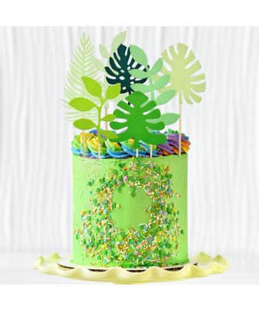 14 PCS Tropical Leaves Cake Topper Personalised Artificial Palm Leaves Glittery Tropical Jungle Cake Topper Tropical Party Jungle Hawii Summer Theme Birthday Party Supplies Cake Decorations - Buy Online on GoSupps.com