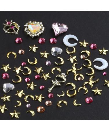 Dornail 3D Nail Charms - Crystal Heart, Star, Moon Alloy Charms for Acrylic Nails | Colorful Gems & Rhinestones for Nail Art Decoration (Style 1) - Buy Online on GoSupps.com