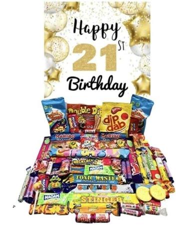 Happy 21st Birthday sweets pick n mix The ultimate retro sweet selection 70s 80s Box sweet Hamper -Present gift for Birthday Adult Children's curly wurly freddo swizzles lollipops rainbow drops - Buy Online on GoSupps.com
