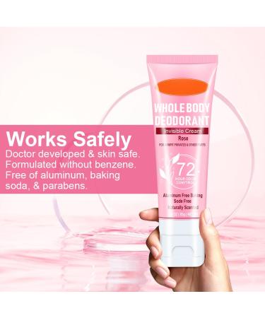 Whole Body Deodorant for Women 72 Hour Odor Control Women's Deodorant Invisible Cream Body Deodorant Deodorant for Men & Women All Day Odor Protection Aluminum Free 3.0 Oz (Rose) - Buy Online on GoSupps.com