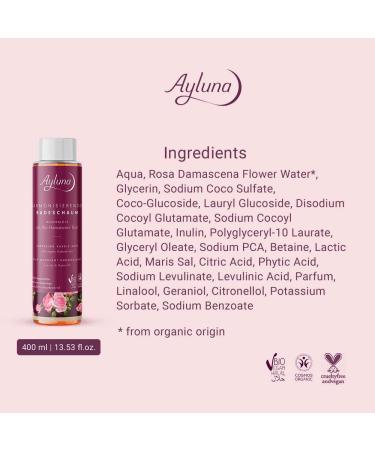 Ayluna Natural Cosmetics Harmonizing Bath Foam - Rose Blossom with Organic Damask Rose (400 ml) - Luxurious Eco-Friendly Bath Experience - Buy Online on GoSupps.com