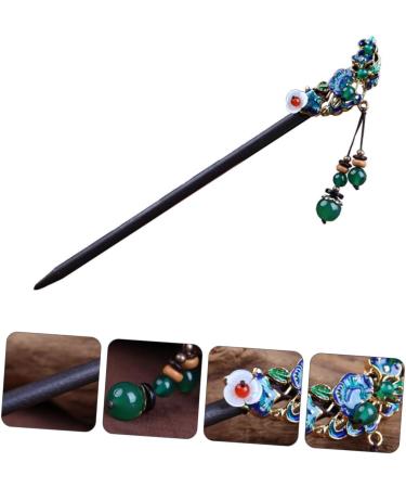 DOITOOL 1pc Classic Vintage Hairpin Hair Sticks for Long Hair Fork Pen Hair Bun Stick Flower Pin Wooden Hair Stick Tassel Chinese Hair Sticks Retro Miss Hair up Jade Beads Hanfu - Buy Online on GoSupps.com