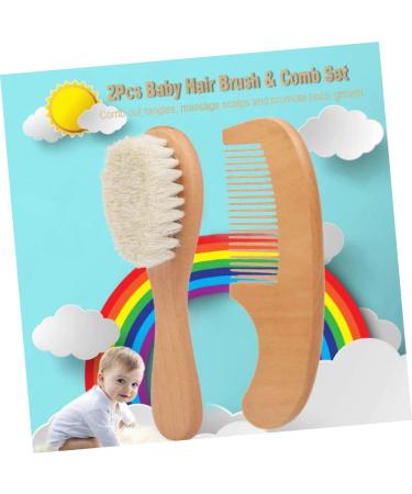 GLSTOY 2pcs Newborn Baby Gift Set - Infant Hair Brush and Wooden Comb | Baby Bristle Brush for Bathing | Toddler Shower Brush and Comb Set - Buy Online on GoSupps.com