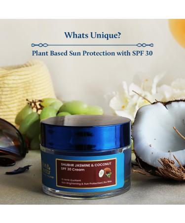 Blue Nectar Coconut SPF 30 Sunscreen Face Cream for Plant Based Sun Protection | Oil Free Vitamin E Face Moisturizer for Oily & Sensitive Skin (16 Herbs 50g) - Buy Online on GoSupps.com