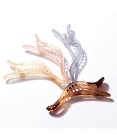 Women's Alligator Hair Claw Clips - Strong Hold Jumbo Matte, Set of 4, Fashion Hair Accessories for Styling - A-Colorful - Buy Online on GoSupps.com