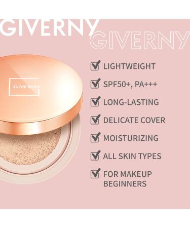 GIVERNY Milchak Cover Foundation Cushion 21 Light Beige - Moist Finish - Flawless Coverage - Lightweight Formula - 0.4oz x 2 - Buy Online on GoSupps.com