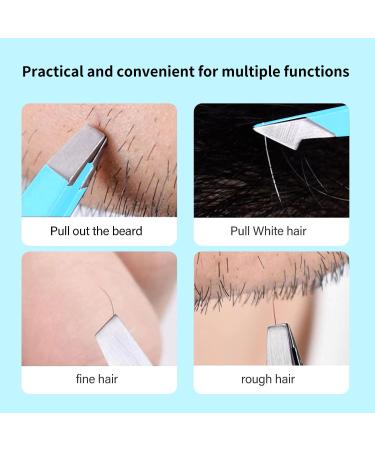 Tweezers Set High Precision Stainless Steel Eyebrow Tweezers for Facial Hair Inward Growing Hair and Splinter Remover Kit Suitable for Women and Men 4-Piece Set.(Blue) - Buy Online on GoSupps.com