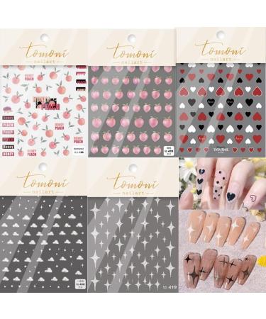 Art Decorations DIY Salon Nail Supplies Peach Heart Design Cloud Nail Art Sticker Heart Nail Sticker 5D Nail Sticker Nails Sticker for Summer - Buy Online on GoSupps.com