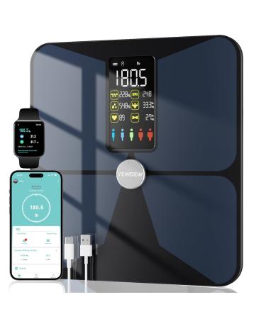PaPksk Scale for Body Weight and Fat Digital Large Display Smart Weight Scale Bluetooth Bathroom Scale for BMI Heart Rate 16 Body Composition Analyzer with APP 400lb Rechargeable