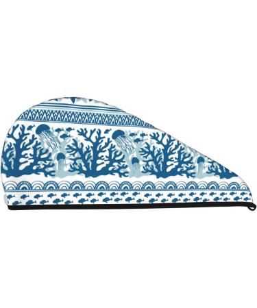 Sea Underwater Jellyfish Microfiber Hair Towel - Soft Super Absorbent Coral Velvet Wrap for Long Curly & Thick Hair - Quick Dry Hair Cap for Women - Buy Online on GoSupps.com