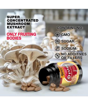 AMPEXT Oyster Mushroom Extract - Premium Quality, Only Fruiting Bodies, Brain & Cognitive Support, Antioxidant & Immunity Booster, Heart Support, Bone Mineral Density Improvement, 90 Veg Caps. - Buy Online on GoSupps.com