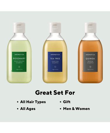 AROMATICA Plant-Based Vegan Shampoo Collection - Rosemary Tea Tree Quinoa - Sulfate, Silicone, and Paraben-Free - Trial Set - Buy Online on GoSupps.com