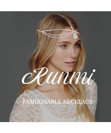 Runmi Rhinestone Head Chain | Layered Bridal Headdress & Silver Crystal Hair Accessories for Bride & Bridesmaid - Buy Online on GoSupps.com