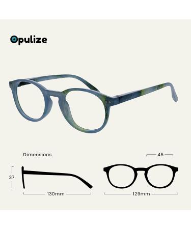 Opulize Zen Reading Glasses - Small Round Frame Scratch-Resistant Turquoise - Spring Hinges for Men & Women - +3.50 Diopters - Buy Online on GoSupps.com