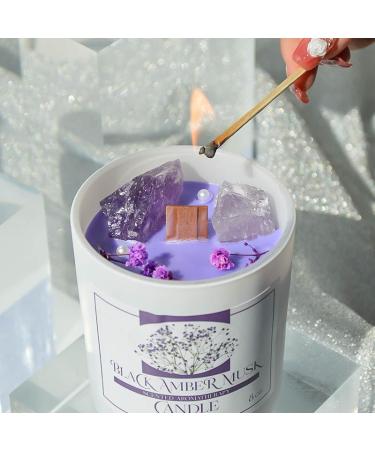 Scented Candles Gifts for Women | Non-Toxic Amber Candle with Crystals & Wooden Wick | Aromatherapy Stress Relief | 50hr Burn Time - Buy Online on GoSupps.com
