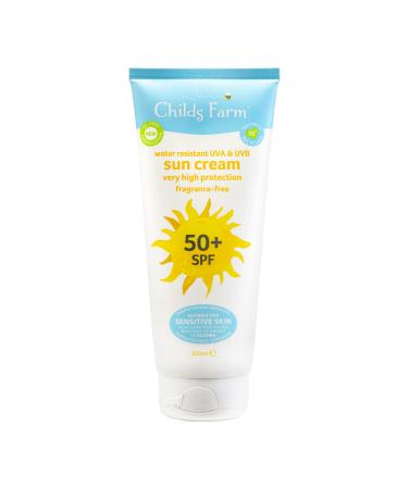 Childs Farm Kids and Baby Sun Cream SPF 50plus Water Resistant UVA and UVB Very High Protection Suitable for Dry Sensitive and Eczema-prone Skin 200ml 200 ml (Pack of 1) Suncream 200ml - Buy Online on GoSupps.com