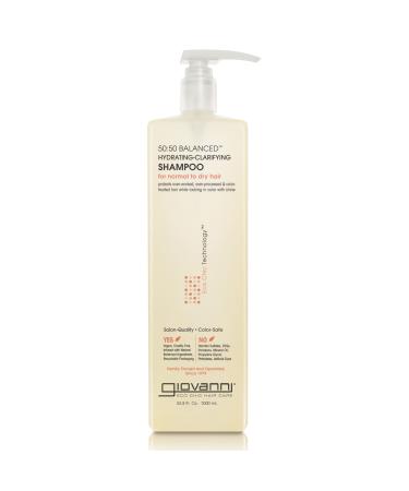 GIOVANNI 50:50 Balanced Hydrating Clarifying Shampoo  33.8 oz. Leaves Hair pH Balanced & Clean  Ideal for Over-Processed  Stressed Hair  Can Use Daily  Sulfate Free  Paraben Free (Pack of 1)