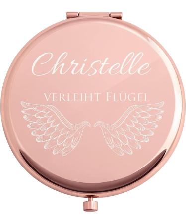 Personalized Maverton Round Double Makeup Mirror - Engraved Travel Mirror for Handbags - Rose Gold Gift for Women - Buy Online on GoSupps.com