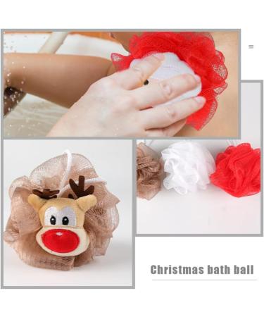 VILLCASE Christmas Bath Loofah Set - 4pcs Kids Holiday Character Mesh Poufs - Santa Claus & Xmas Tree Shower Scrubber & Exfoliator - Buy Online on GoSupps.com