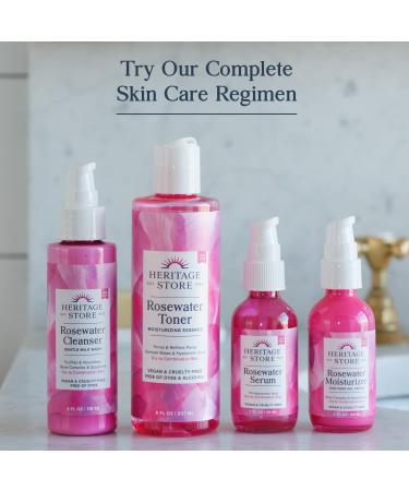 Heritage Store Rosewater Facial Serum with 1% Hyaluronic Acid - Deep Hydration for Dry/Combination Skin, Minimizes Fine Lines & Wrinkles, Vegan - 2oz - Buy Online on GoSupps.com