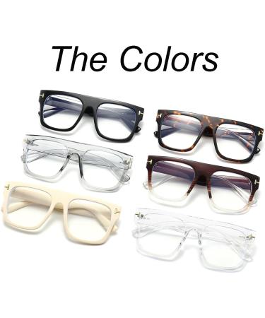 NIDOVIX Square Blue Light Blocking Glasses - Trendy Thick Frame for Men & Women - Non-Prescription Transparent Grey 50mm - Buy Online on GoSupps.com