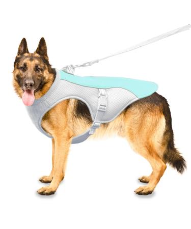 Dog cooling vest dog cooling coat fit dog harness adjustable cooling dog jacket for small medium and large dog breeds absorbent & cool dog vest for sports hot weather summer (L-blue) Blue L