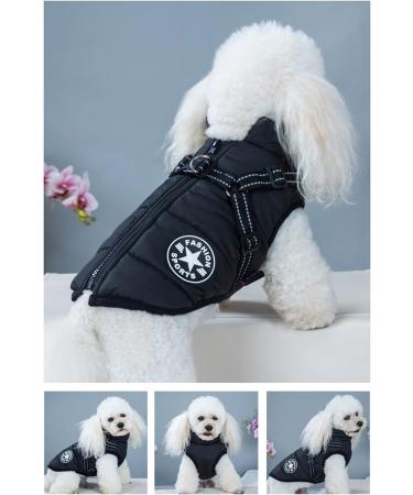 Tineer Winter Pet Coat with Harness | Waterproof Fleece Lined Warm Jacket for Large Dogs | XL Black - Buy Online on GoSupps.com