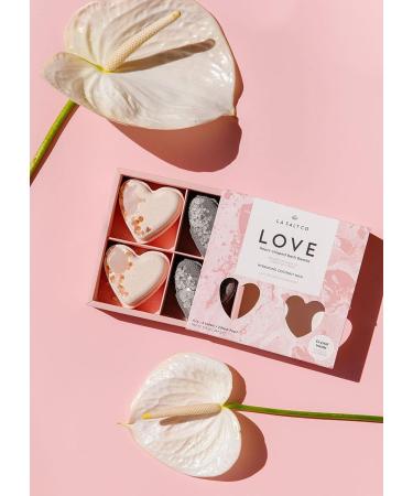 Crystal Heart Bath Bomb Gift Set - Jasmine, Vanilla, Plumeria | Set of 4 | Made in USA with Natural Ingredients & Essential Oils - Cruelty-Free - Buy Online on GoSupps.com