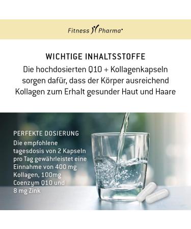 Fitness Pharma Collagen + Q10 Capsules - 60 High-Dose Capsules for Skin Hair & Nail Strength | Boost Immune System & Wellness - Buy Online on GoSupps.com