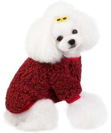 Shop Tineer Winter Lamb Kashmir Coat for Small & Medium Dogs - Warm Fleece Jacket in Red - Buy Online on GoSupps.com