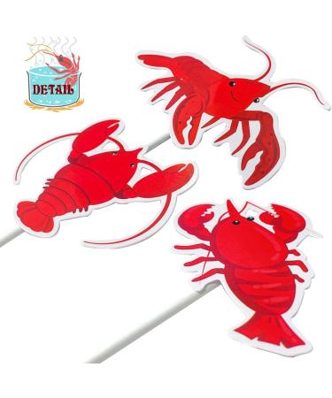 Lobster Cupcake Toppers 24Pcs Crawfish Cupcake Picks Crawfish Birthday Party Decorations Red Lobster Cake Picks for Under The Sea Baby Shower Supplies - Buy Online on GoSupps.com