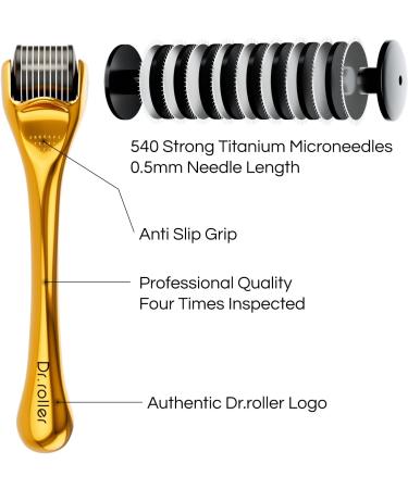 Dr.roller Derma Roller Derma Roller Hair Growth Men and Women Beard Roller for Growth 0.5mm Dermaroller Microneedling Roller for Wrinkles Stretch Marks Acne Spot Hair Loss (Gold) Gold 0.5MM - Buy Online on GoSupps.com