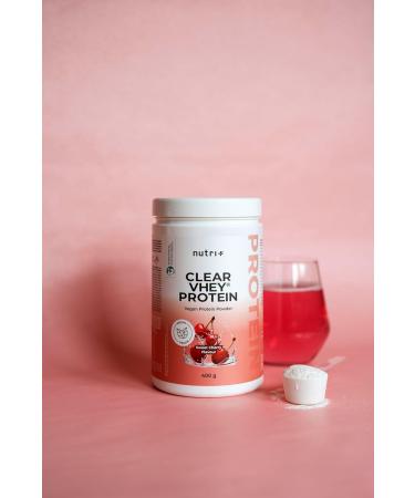 Nutri + Clear Vegan Protein Powder - Refreshing Cherry Flavor Soy-Free Gluten-Free Lactose-Free Sugar-Free 400g Pack - Buy Online on GoSupps.com