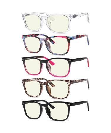 Eyekepper 5 Pack Reading Glasses Blue Light Blocking Computer Eyeglasses +1.75 D-5 Pack Mix 1.75 x