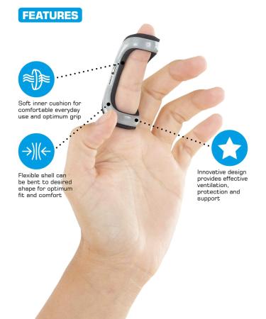 Neo G Finger Splint | Easy-Fit Support for Trigger Finger & Mallet Finger | Class 1 Medical Device | Medium Gray - Ideal for Sports Injuries - Buy Online on GoSupps.com