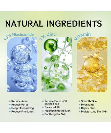 Niacinamide 10% + Zinc 1% Serum for Face Oil Control Acne Pore Minimizer & Blemish Reduction Lightweight Non-Greasy Facial Serum 30ml - Buy Online on GoSupps.com