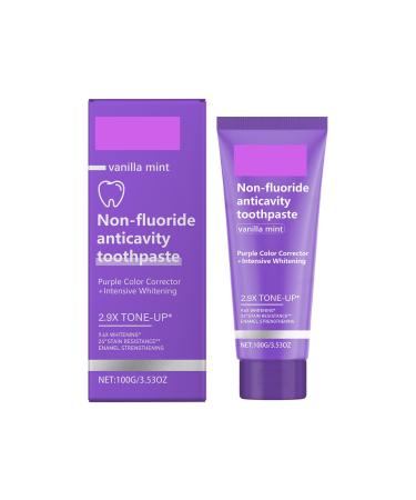 Non-Fluoride Anticavity Toothpaste Vanilla Mint Purple Color Corrector Intensive Whitening 100g