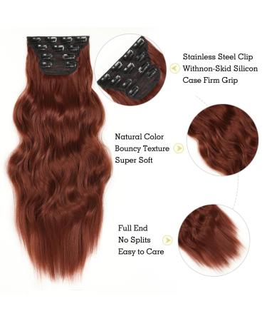 YDDM 20-Inch Wavy Clip-in Hair Extensions | Realistic Synthetic Hair 4pcs Affordable | Perfect for Women - Buy Online on GoSupps.com