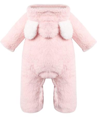 Haokaini Newborn Bear Warmer Snowsuit | Hooded Cotton Fleece Romper for Baby Girls Boys 3-6 Months - Pink - Buy Online on GoSupps.com