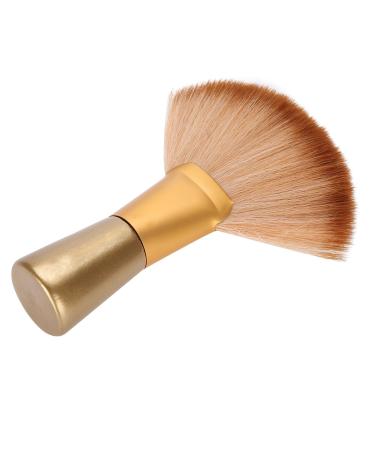 Soft Large Fan Shaped Salon Stylist Barber Neck Face Duster Hair Brush Hair Cutting Tools Gold Aluminum and Wooden Handle and Relaxe Gentle and Secure This Neck Face Duster
