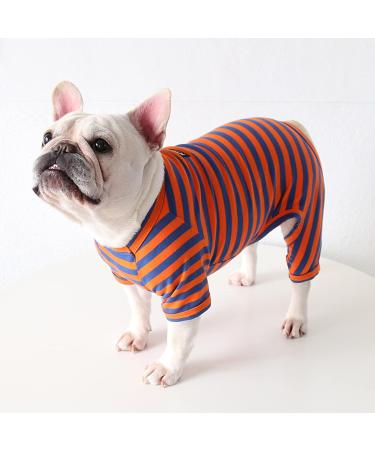 BT BEAR Colorful Striped Dog Pajamas - Soft Cotton Bulldog Costume for Small & Medium Dogs (XXL Blue/Orange) - Buy Online on GoSupps.com