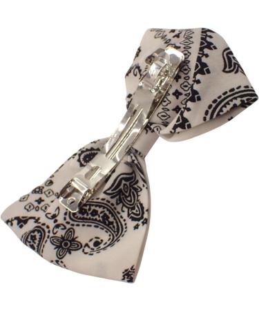 Topkids Accessories Fabric Paisley Print Bow Hair Clip for Girls & Women Hair Accessories for Girls Cute Hair Clip for Girls Bandana Print Bow Clip Unisex Hair Accessory Pretty Bow Hair (White) - Buy Online on GoSupps.com
